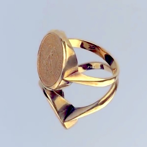 22K 1945 DOS PESOS COIN RING MOUNTED ON SOLID 14K SETTING! THIS IS A FLASH SALE! - Picture 5 of 16